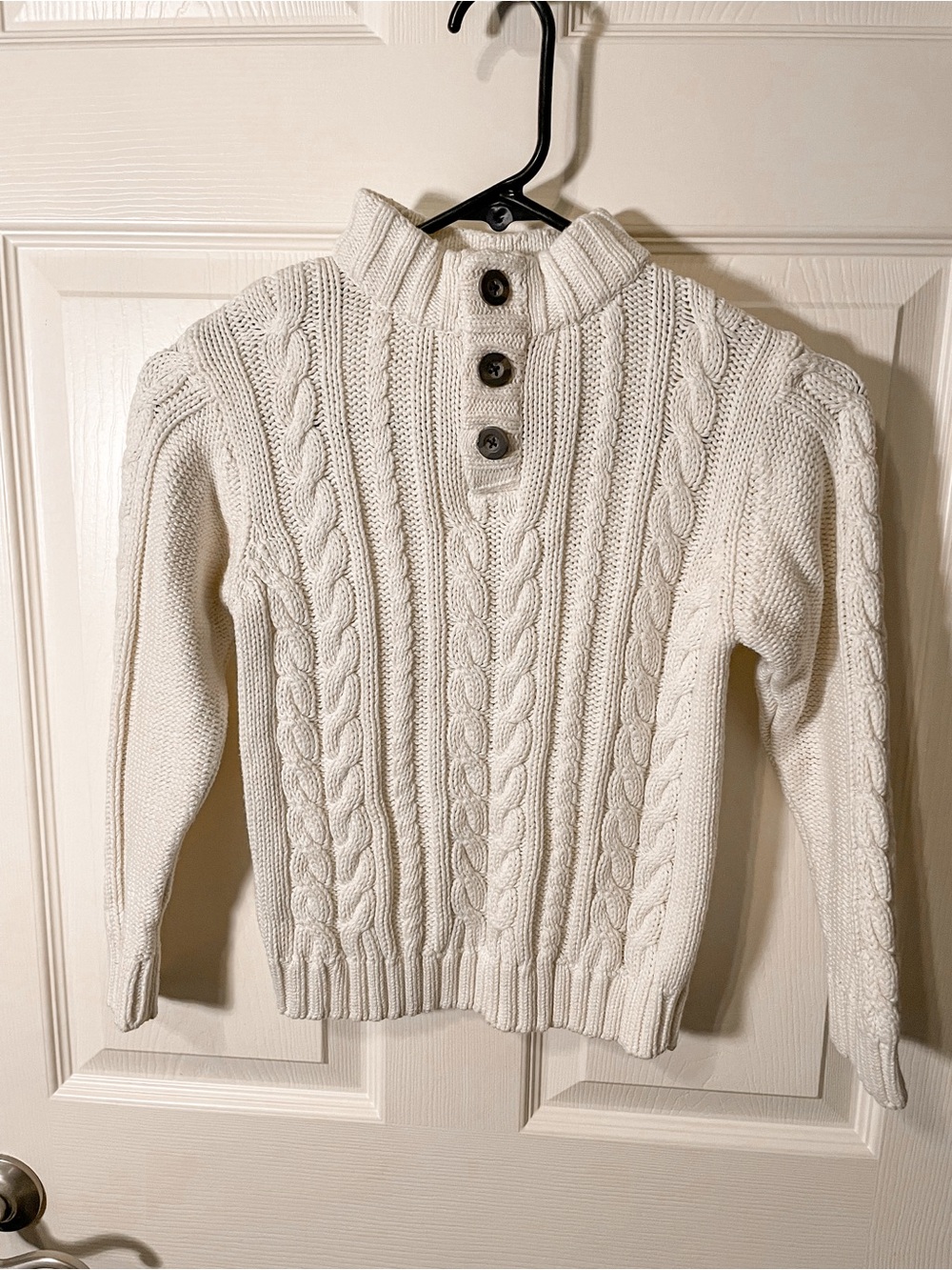 Gymboree Boys Size 6 Cream Cable-Knit Button Front Mock Neck Sweater